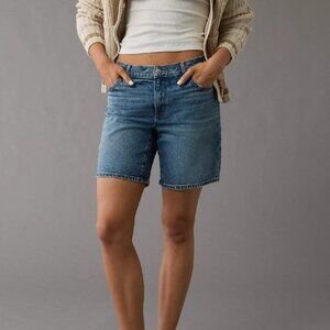 American Eagle Women's Blue Strigid 8" Perfect Denim Bermuda Shorts Size 16